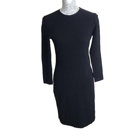 Vince Dress black 3/4 sleeve Sheath Knee Length Viscose Blend Women's Small - Picture 1 of 5